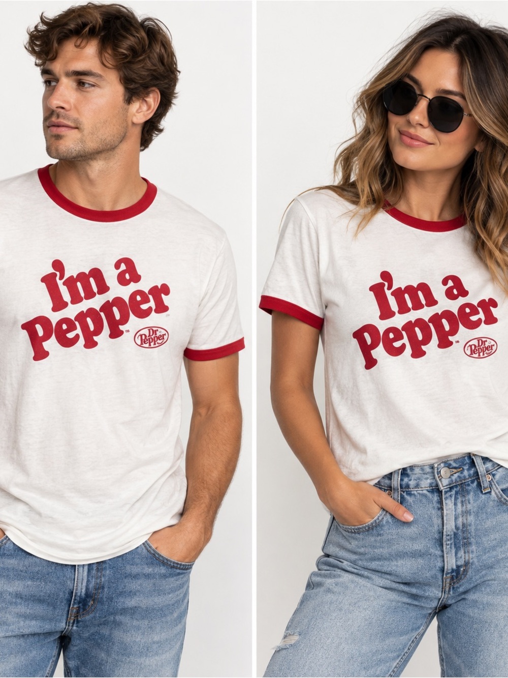Dr Pepper I’m a Pepper Ringer T Shirt Retro Soda Graphic Tee Red White M